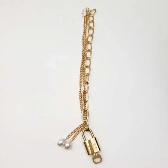 Authentic Louis Vuitton Lock and Key Gold Color with Gold Plated Chain Necklace - Picture 6 of 6